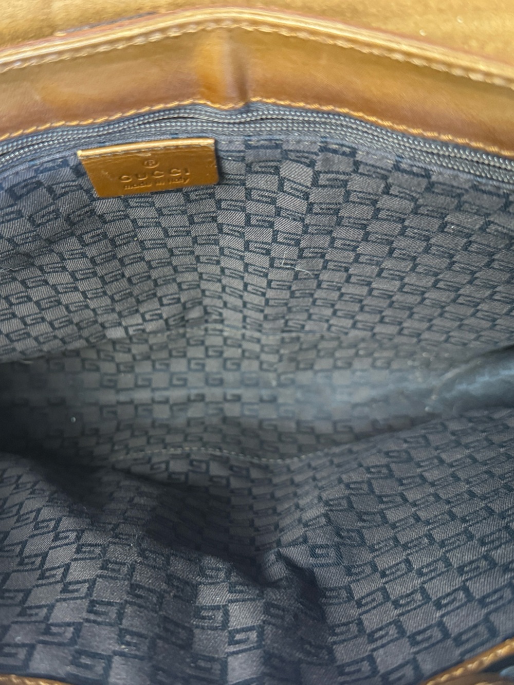 Vintage Gucci Brown Suede Buckle  Leather Trim Shoulder Bag Cargo Tote - Picture 7 of 9